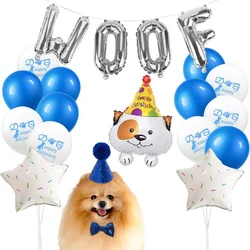 Dog Happy Birthday Party Decorations Supplies Hat and Bow Tie with WOOF Letter Banner Balloons Dog Birthday Outfit Set