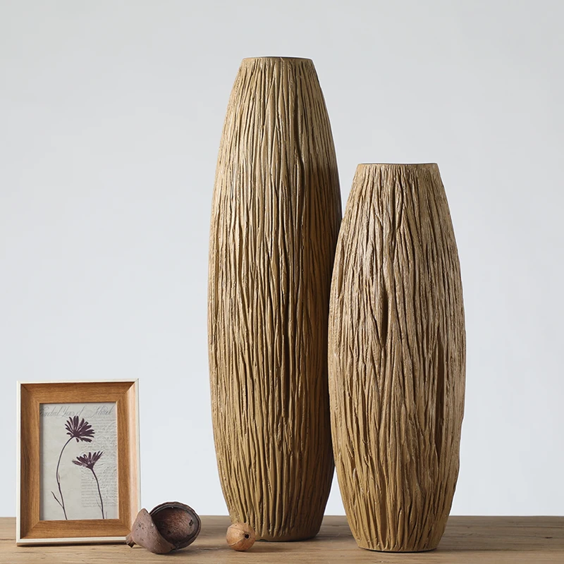 Wholesale Home Decor Innovative Corner Carved Resin Dried Flower Vase