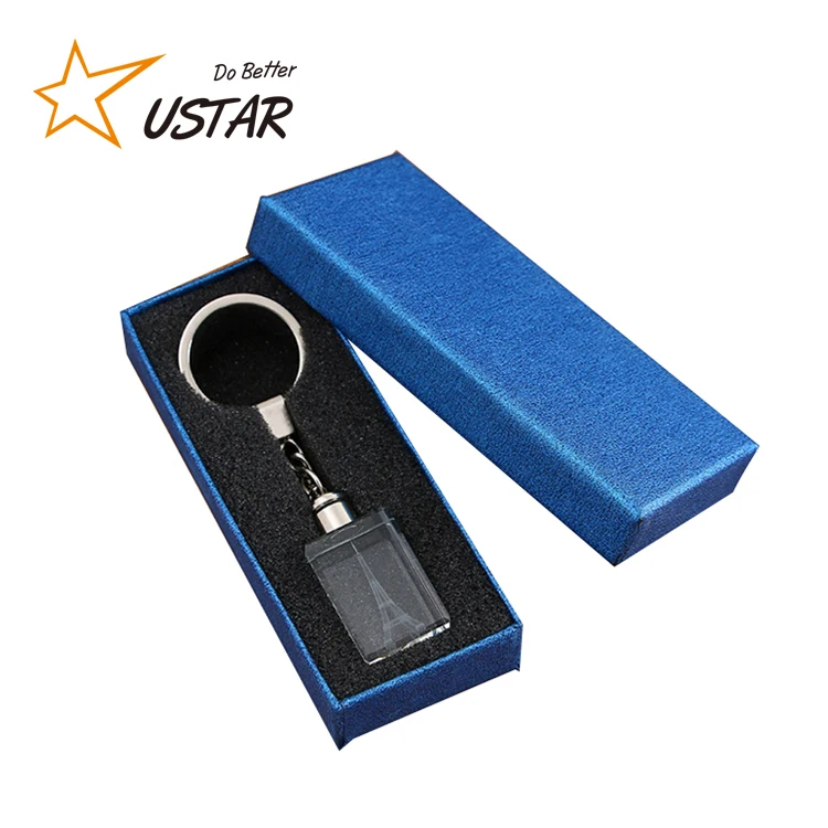 
cheap 3d laser engraving transparent photo keychain led glass flashlight keyring, led acrylic keychain flashlight 