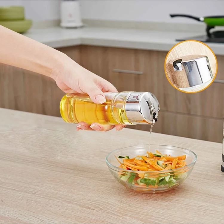 kitchen stainless steel stand glass cruet condiment set salt pepper shaker oil and vinegar dispenser