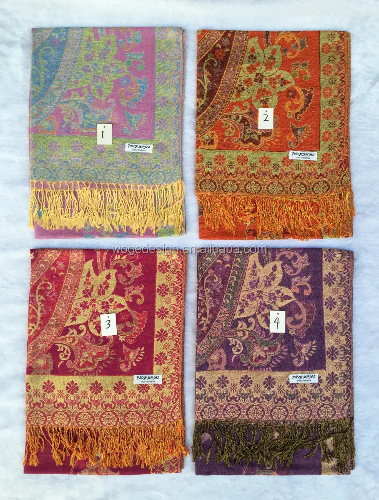 Fashion traditional Russian style women rayon turban wrap shawl hijab jacquard paisley floral lurex manufacturers pashmina scarf