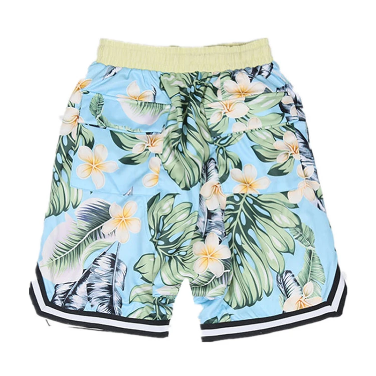 Summer Casual Zipper Pockets Shorts Mens Floral Print Shorts