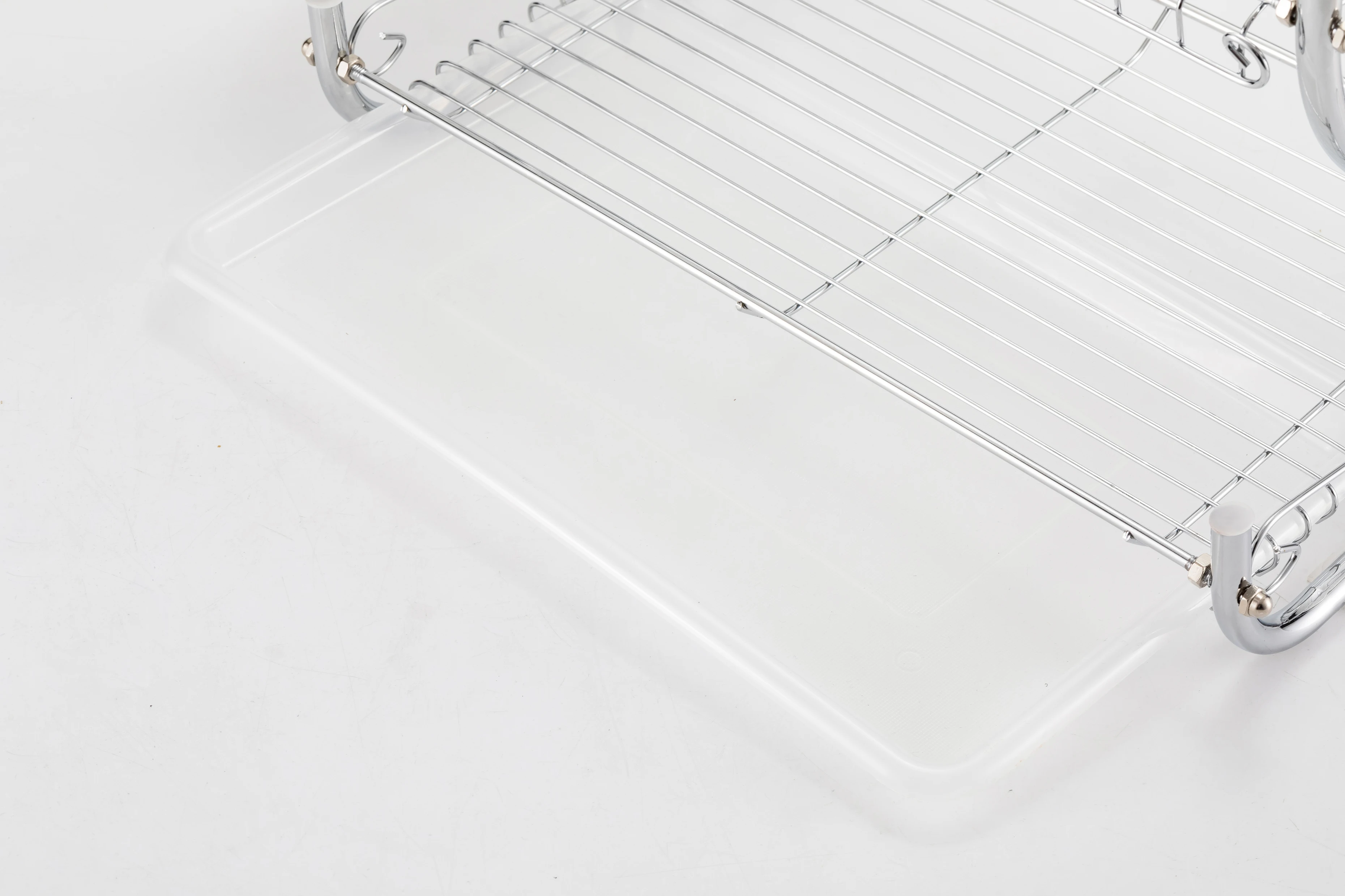
S-shaped two-layer chrome-plated dish rack kitchen dish drying rack with drainboard 