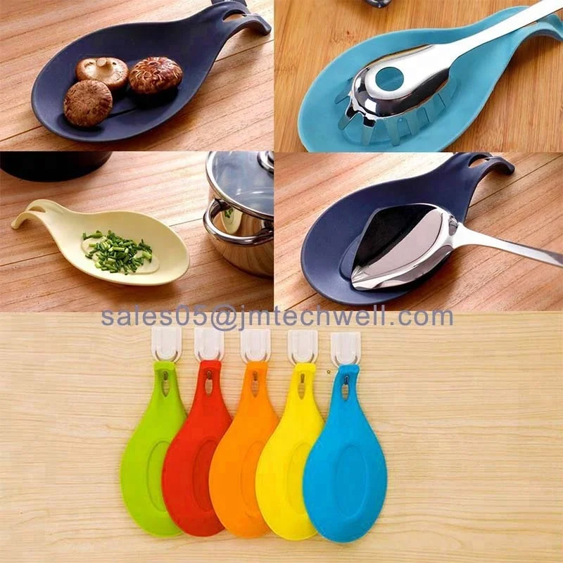 Термостойкие цветные мягкие суповая ложка отдыха силиконовый кухонный держатель ложки