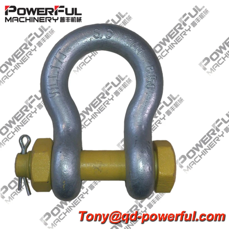US Type G2130 Drop Forged Zinc Plated Electric Galvanized Bolt Type Safety Anchor Bow Shackle