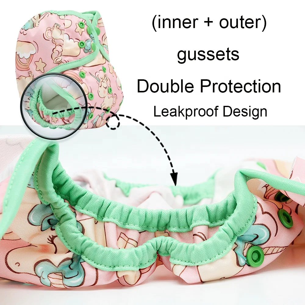 Goodbum double gusset cloth diaper cover for baby