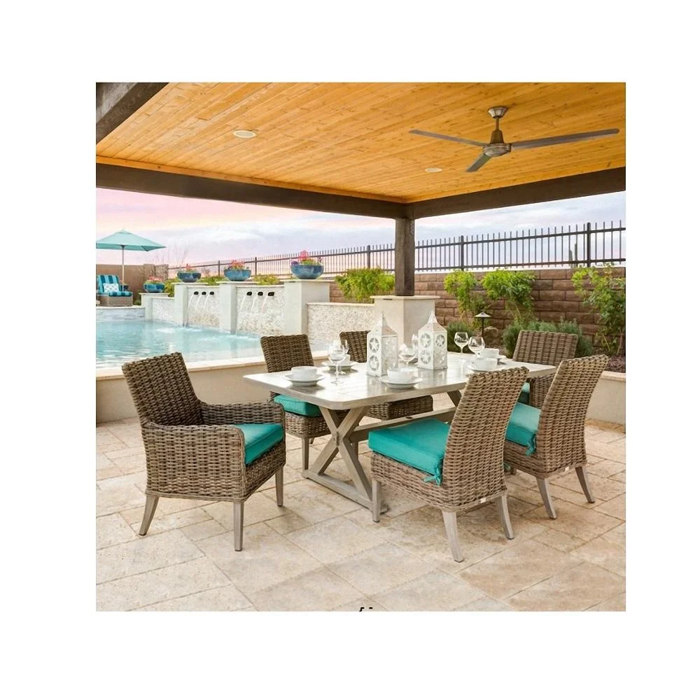6  Seat Outdoor Maze Rattan Wicker Dining Set Table and Chiars