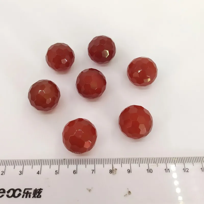 natural gemstone red agate without holes ball faceted beads carnelian spacer loose beads craft DIY jewelry