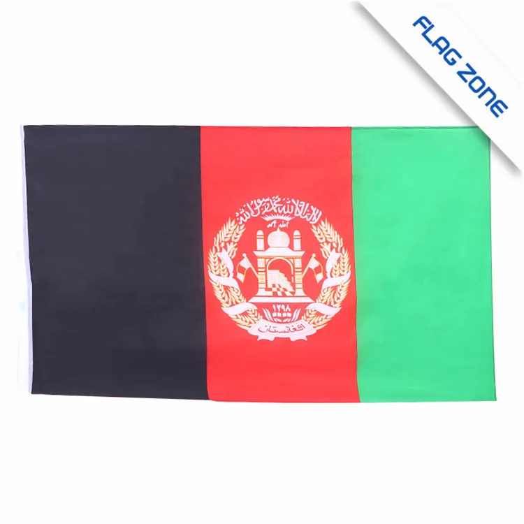 Factory price embroidery pattern good quality Afghanistan national flag black red green stripes 3*5 feet Afghan country banner