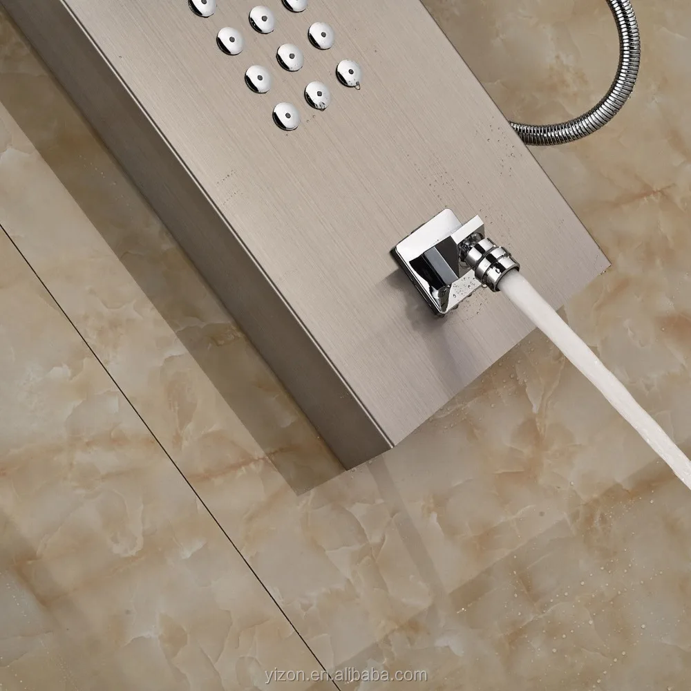 
Wholesale and Retail Brushed Nickel Thermostatic Shower Panel Waterfall Rainfall with Massagers Jets 