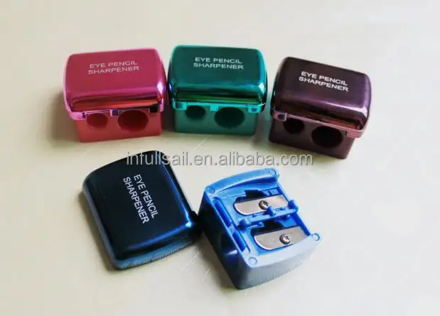 
Double Holes Plastic Cosmetic Pencil Sharpener For Eyebrow Lip Liner Eye Liner With Cleaner 