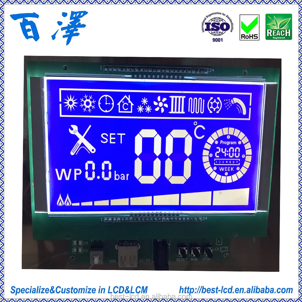 
Manufacture Customize Segment TN LCD module with White Backlight 4 digit LCD Display 