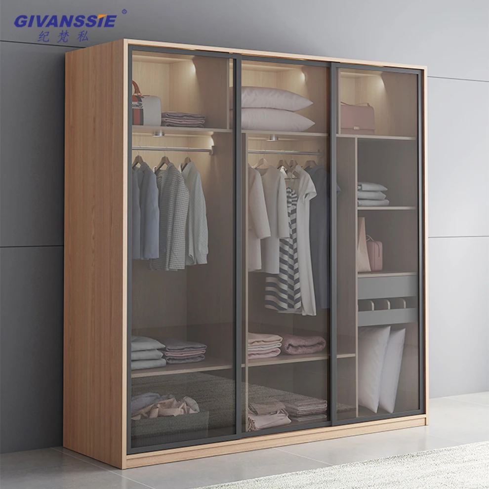 New design luxury wardrobe with glass  doors