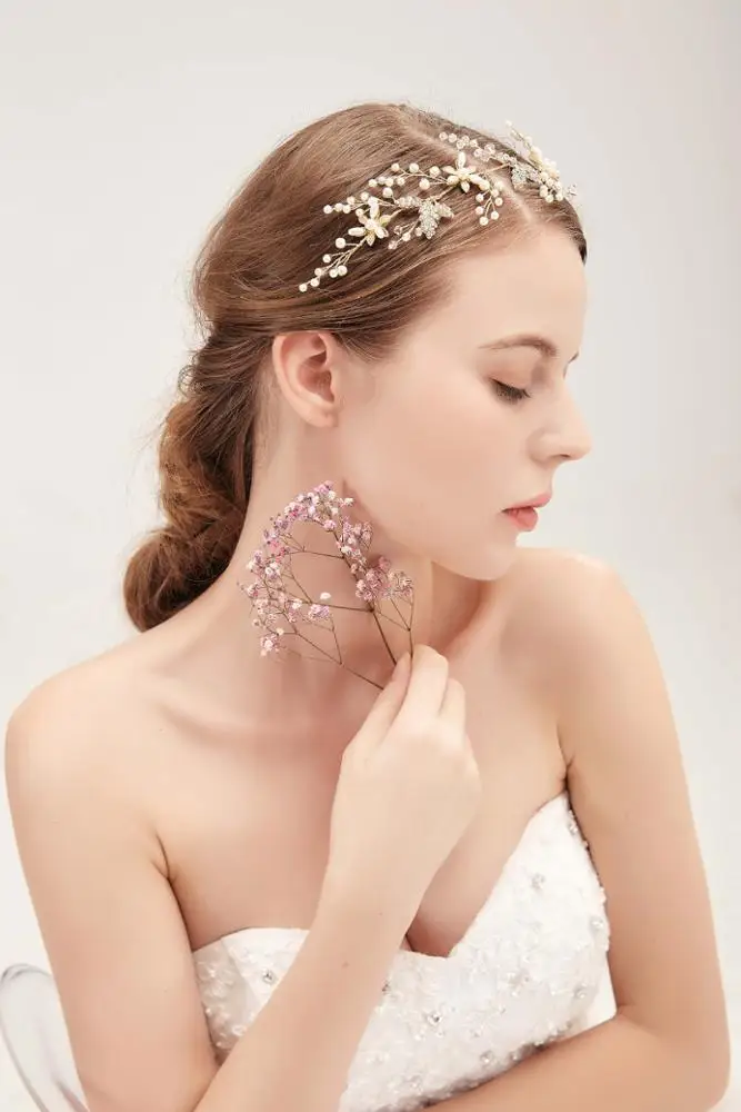 Новый стиль Горячая Распродажа Европейский пресноводный жемчуг Свадебная ручная работа кристальная повязка на голову