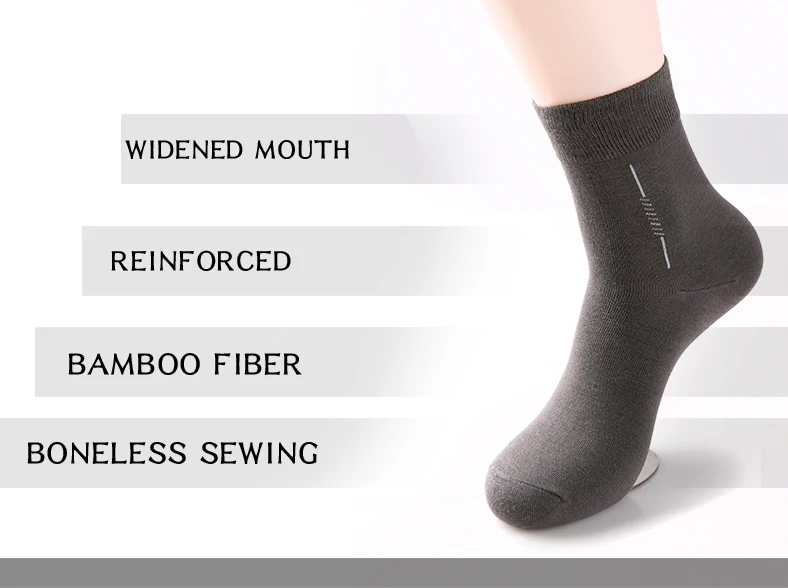 Wholesale custom logo diabetic Breathable socks anti odor black organic bamboo fiber socks vertical line deodorant crew socks