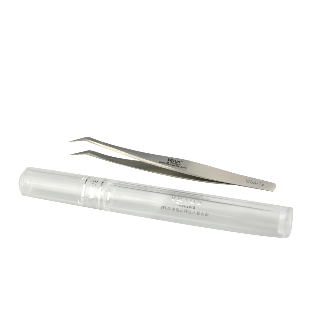 Professional Stainless Steel Eyelash Applicator Diamond Grip Eyelash Extension Russian Volume Lash Tweezers