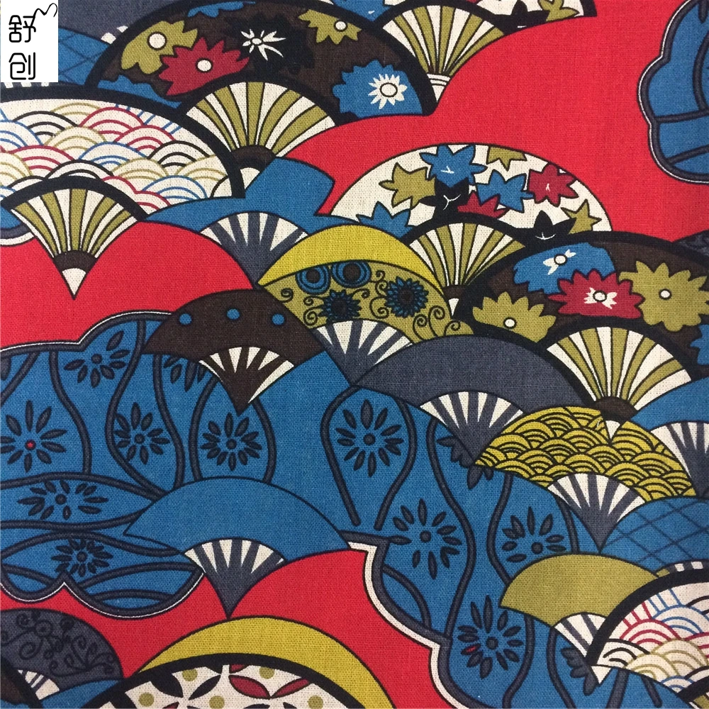
Fan pattern japanese printed cotton fabric 