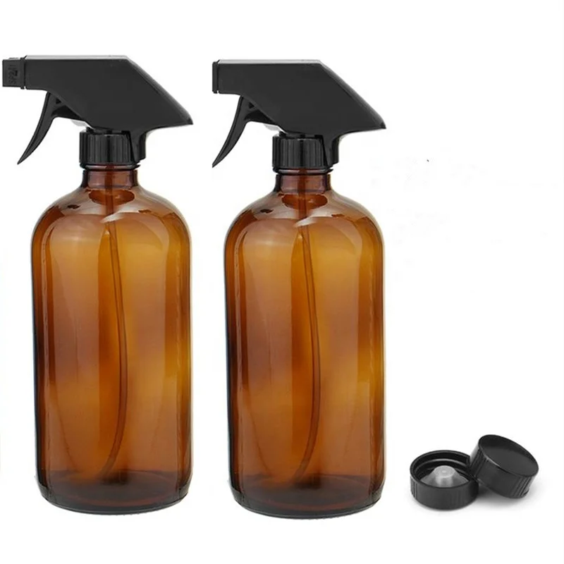 500ml 500ml 16oz Amber Glass Spray Bottles with Black Sprayer Trigger for Essential Oil Aromatherapy cleaning