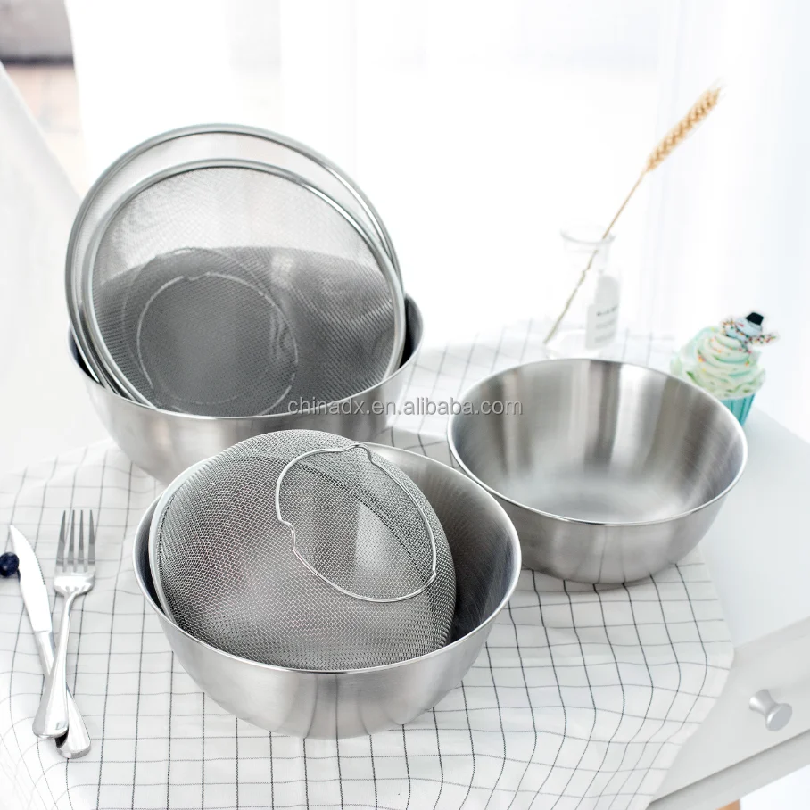 S/s миска для смешивания с сеткой дуршлаг набор