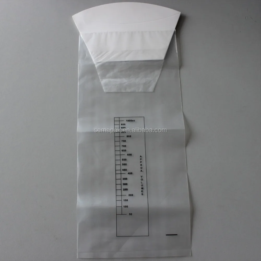 Standard size plastic air sickness bag with logo and paper collar  for medical waste