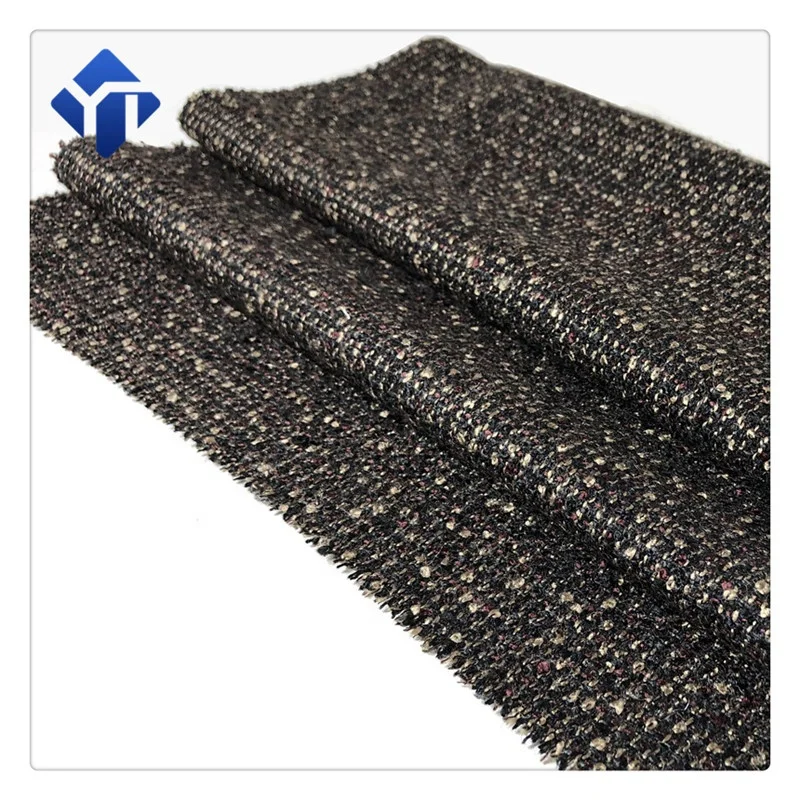 
New design mills Spring and Autumn woolen blended fancy boucle yarn woven wool tweed for winter overcoats 