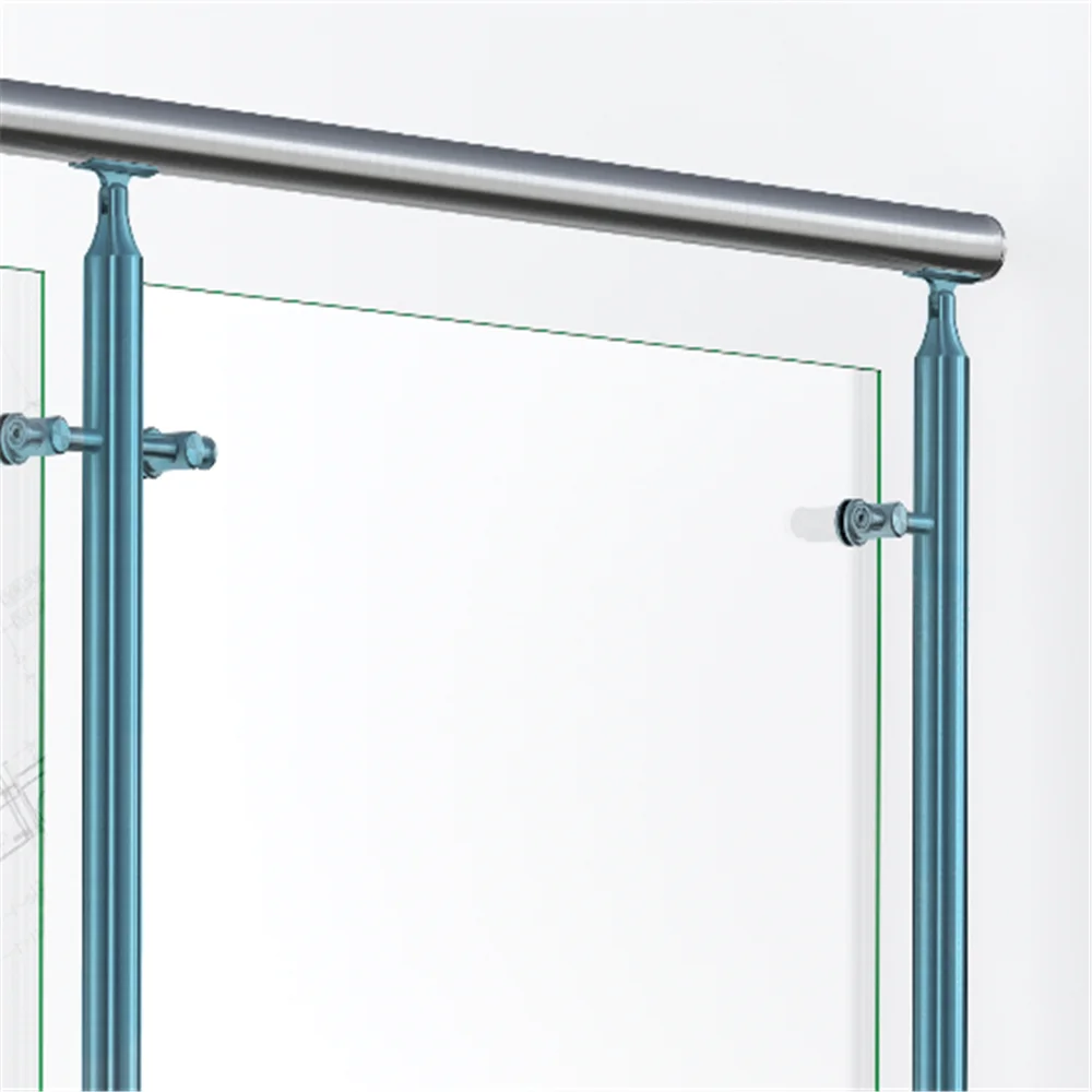 Customized Design Iron Balusters Glass Grill for Stairs Railing / Outdoor Balcony Glass Balustrade