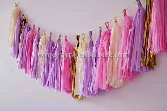 Party favor tissue tassel garland gold tassel garland