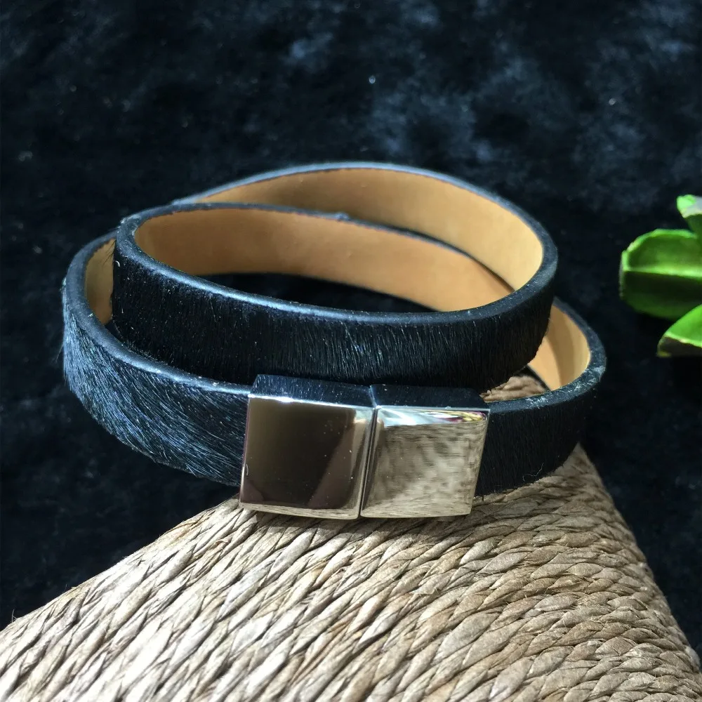 
Leopard Print Horse Hair Thin Truth Leather Handmade Bracelet 