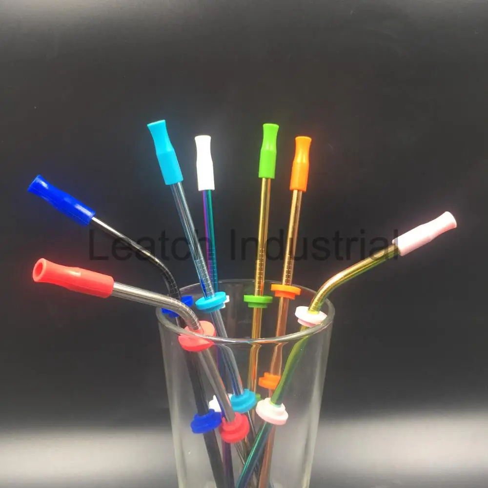 Leatchliving Stainless steel drinking metal straws with silicone tips and silencers