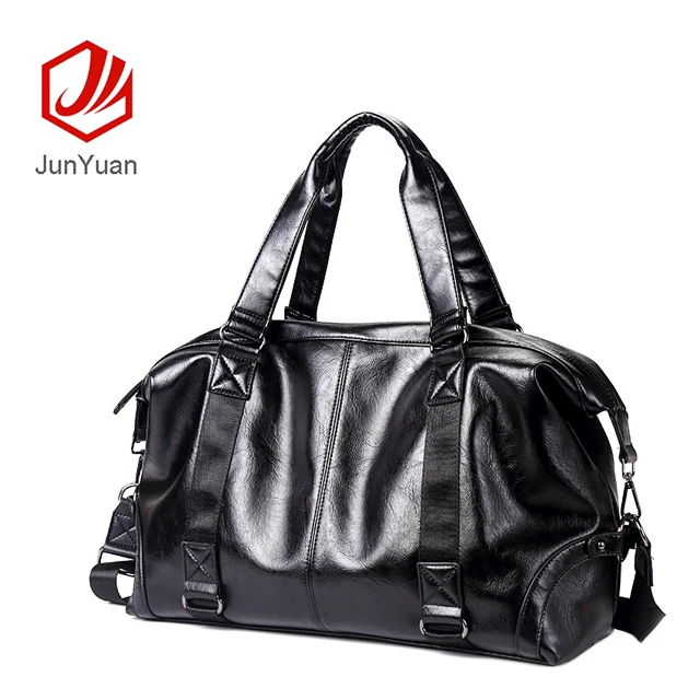 
JUNYUAN 2019 PU Leather Custom Folding Mens Travel Bag Custom Duffle Bags 