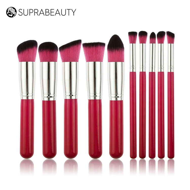 10pcs brown vegan foundation brush set makeup brush with bag