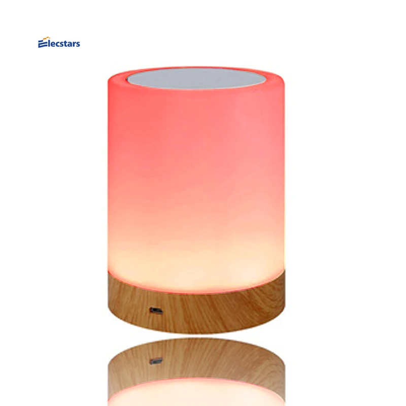 
Night light with wooden grain base/Cheap Touch night Lamp 