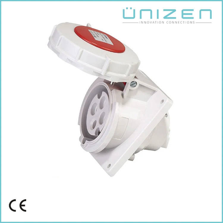 UNIZEN Потребительских Товаров 32Amp Ip67 Промышленные Монтируемые На Панели Угол Солнечные Розетки