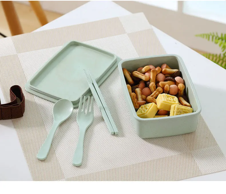 Nature Bamboo Fibre Reusable Degradable Eco Friendly Disposable Food Safety BPA Free Lunch Bento Container Box of Type A