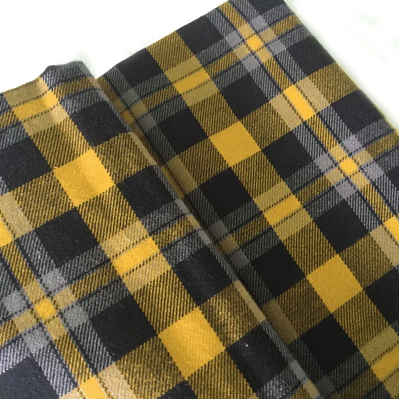 100% Cotton twill yarn dyed checks both side brushed soft plaid flannel shirting fabric