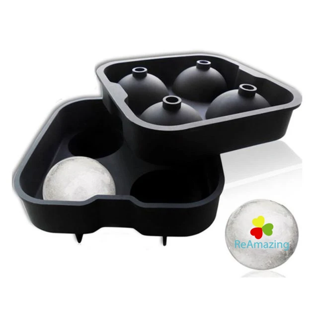 
Amazon 4 Cavity Round Ball Shape Silicone Ice Cube Mold Maker 