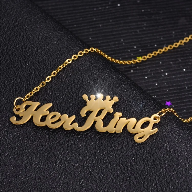 Custom Name Necklace Stainless Steel DY Best Selling Her King His Queen Couple Gold Trendy Charm Necklaces Women Letter Necklace