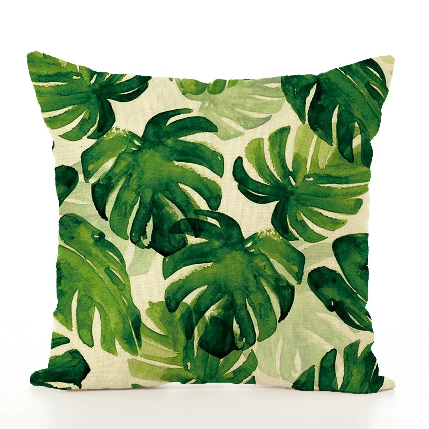 
Moroccan Green Palm leaves Cotton Throw Sofa Scatter Cover Decorative Cushion 