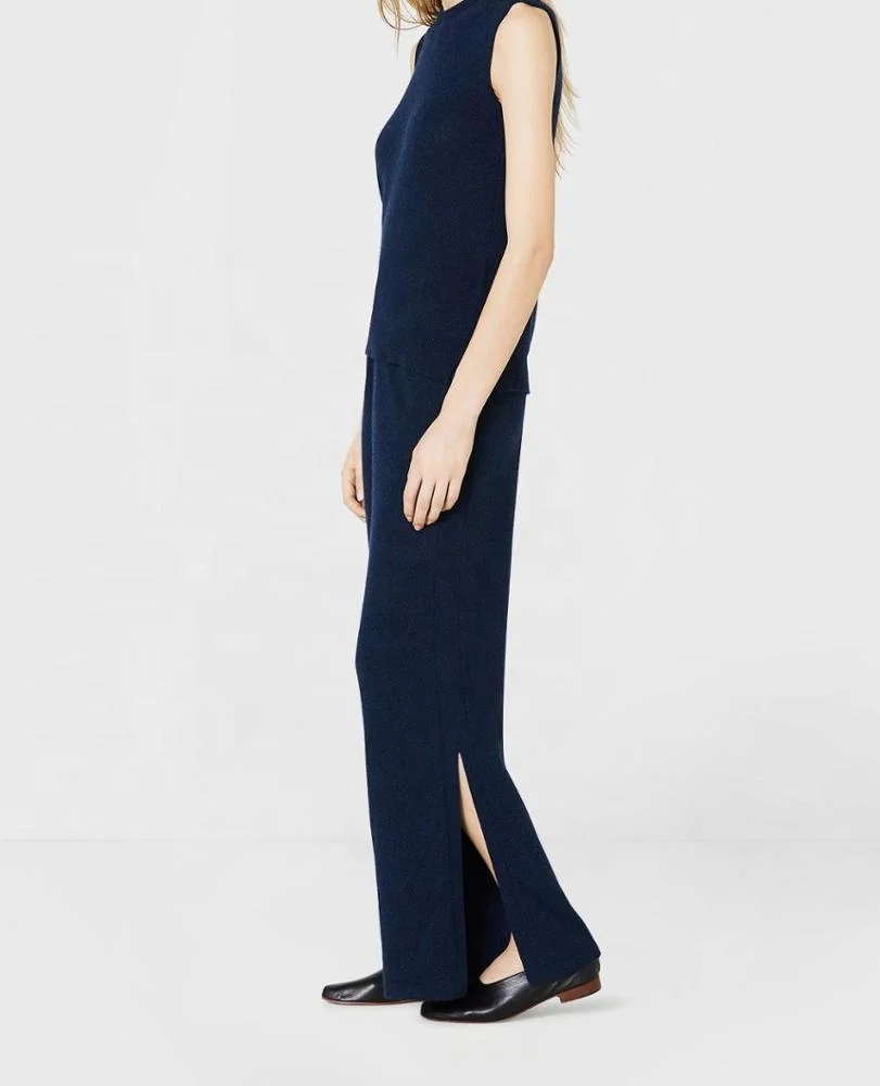 
High quality women pure cashmere pants wide legs trousers 