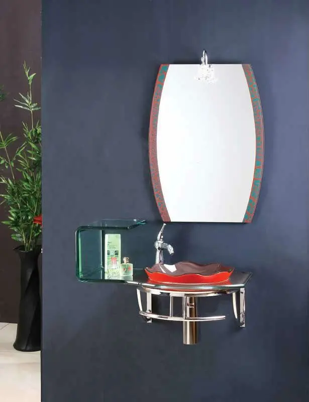 ENTOP Basin Set Colored Tempered Glass Stainless Steel Frame with 10-12 Mm Eco-friendly Graphic Design Modern Marble Single Hole