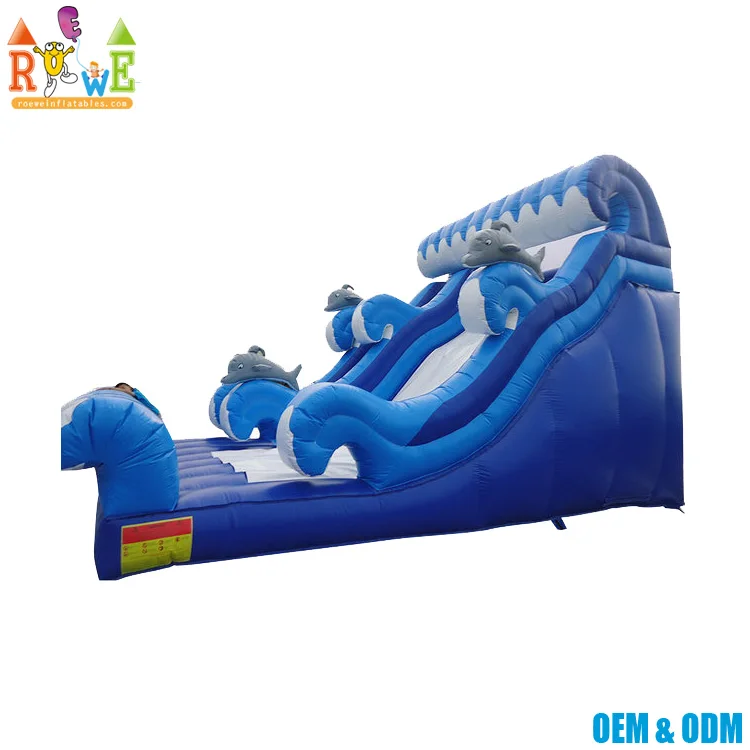  Двухполосная водная горка 18 футов надувная океанской волны с бассейном