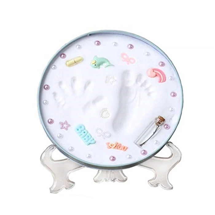 Newborn Baby Hand Print and Foot Print Clay Ink Paste Mud Infant Iron Box Souvenir Set
