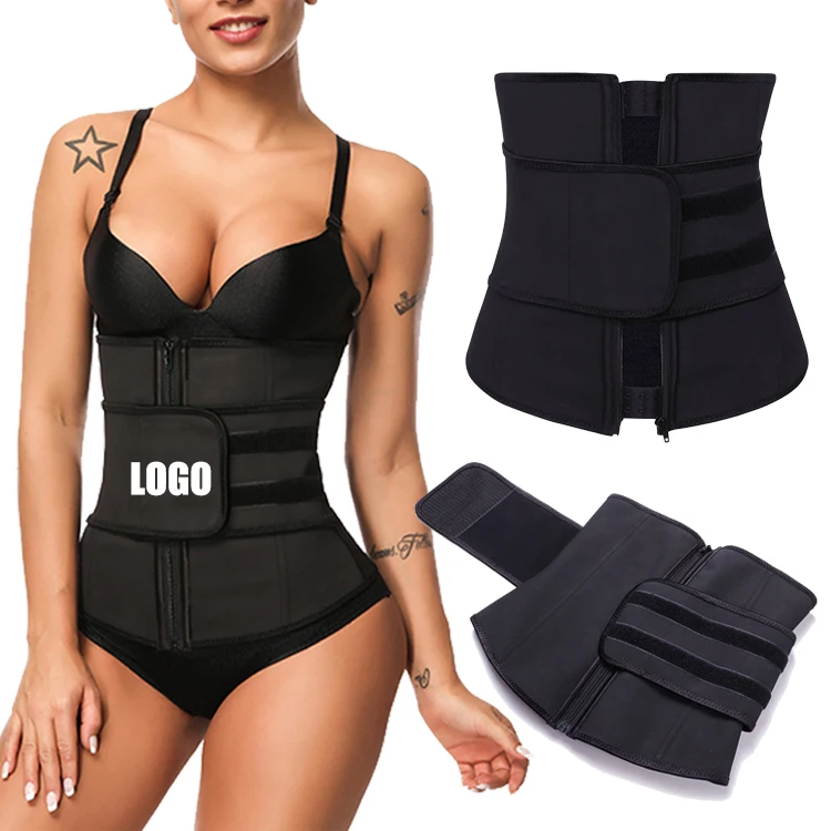 
Custom Logo Women Slimming Body Shaper Compression Workout Belt 3 Hooks Lose Weight 100% Latex Waist Trainer 