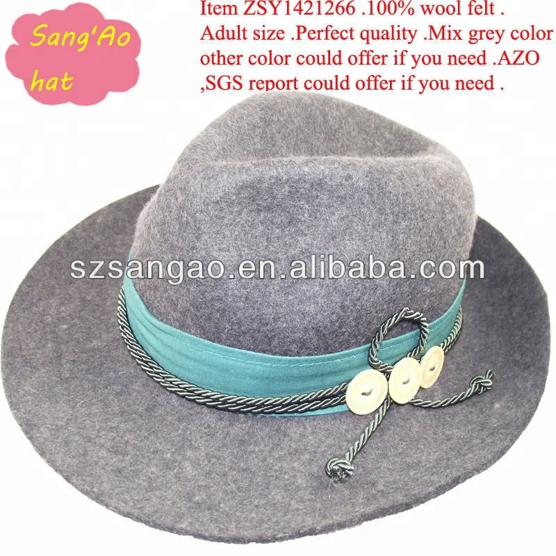 Wholesale fashion Mix gray wool felt hat men in festival