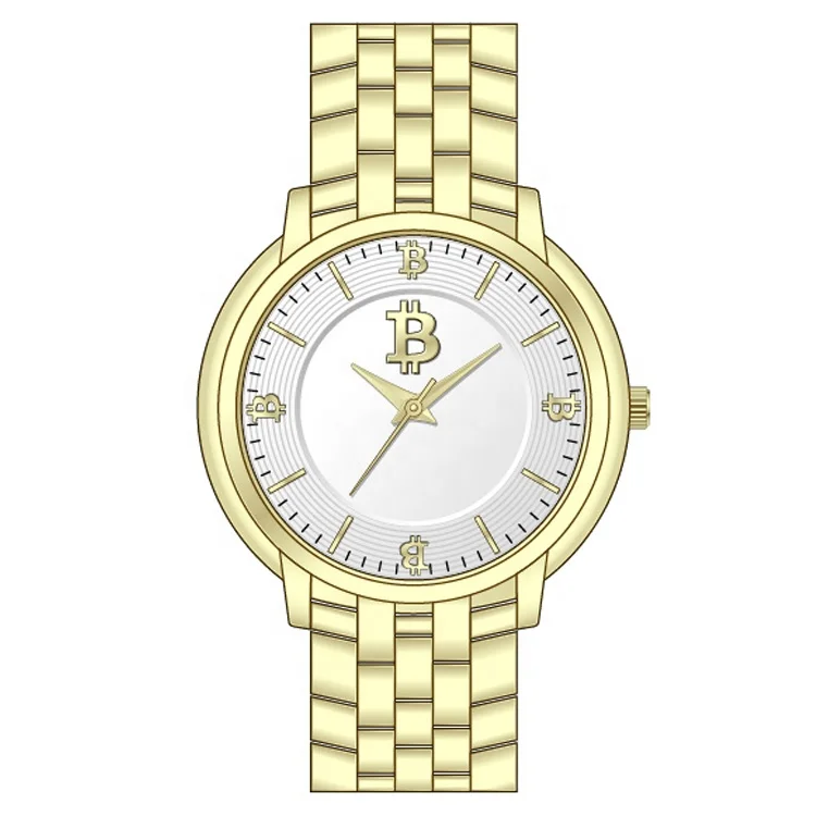 Factory custom your logo Bitcoin reloj gold watch for men