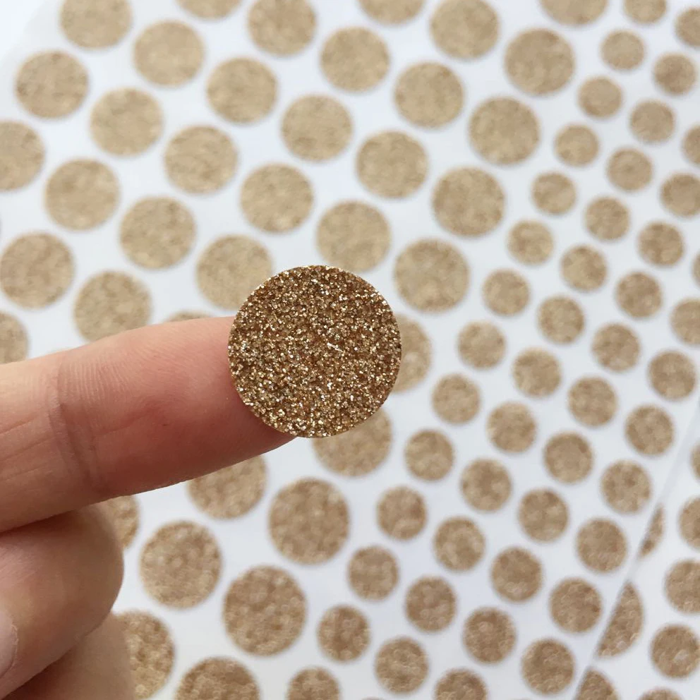 Custom Decorative Dot Sticker shimmering Gold Glitter Sparkly Circles can be used  as Envelope Seals or Dots Label Sticker