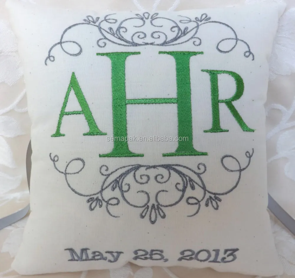
Chinese embroidered ring bearer jute pillows 