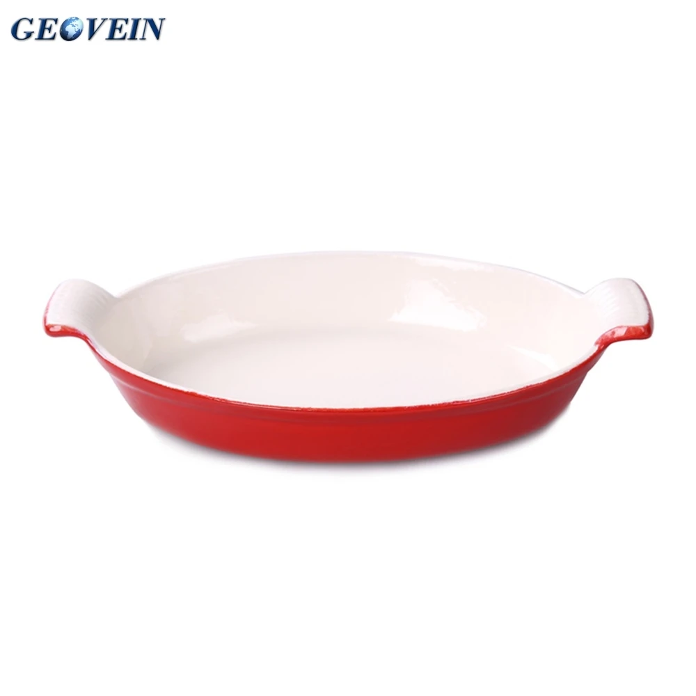 Tableware Roasting Pan Fish Shape Enamel Cast Iron Dish Pan for dinner