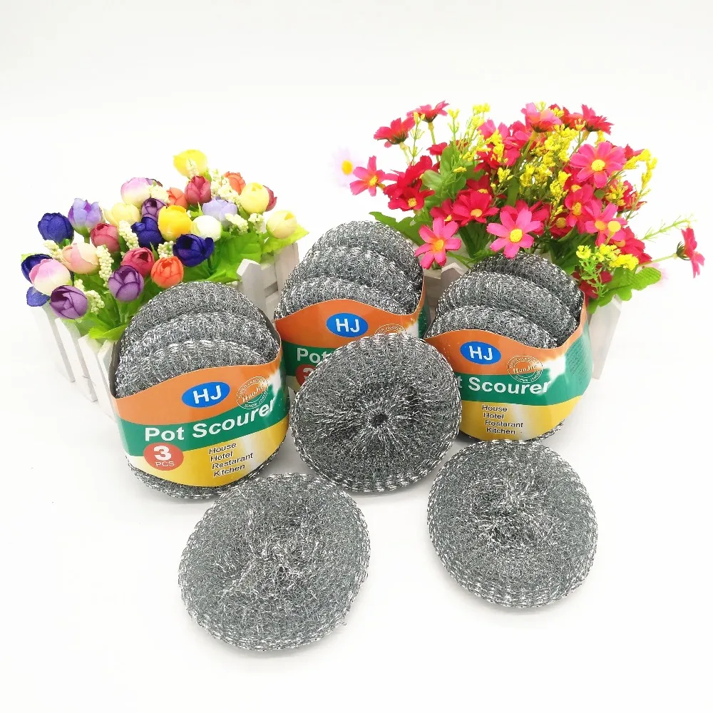 Hotselling Kitchen pot gavernized stainless steel mesh scourer 3pcs set