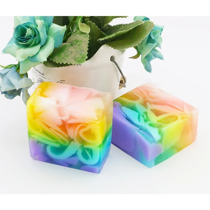 
Multi Colourful handmade essential oil soap rainbow fragrance soap bar 